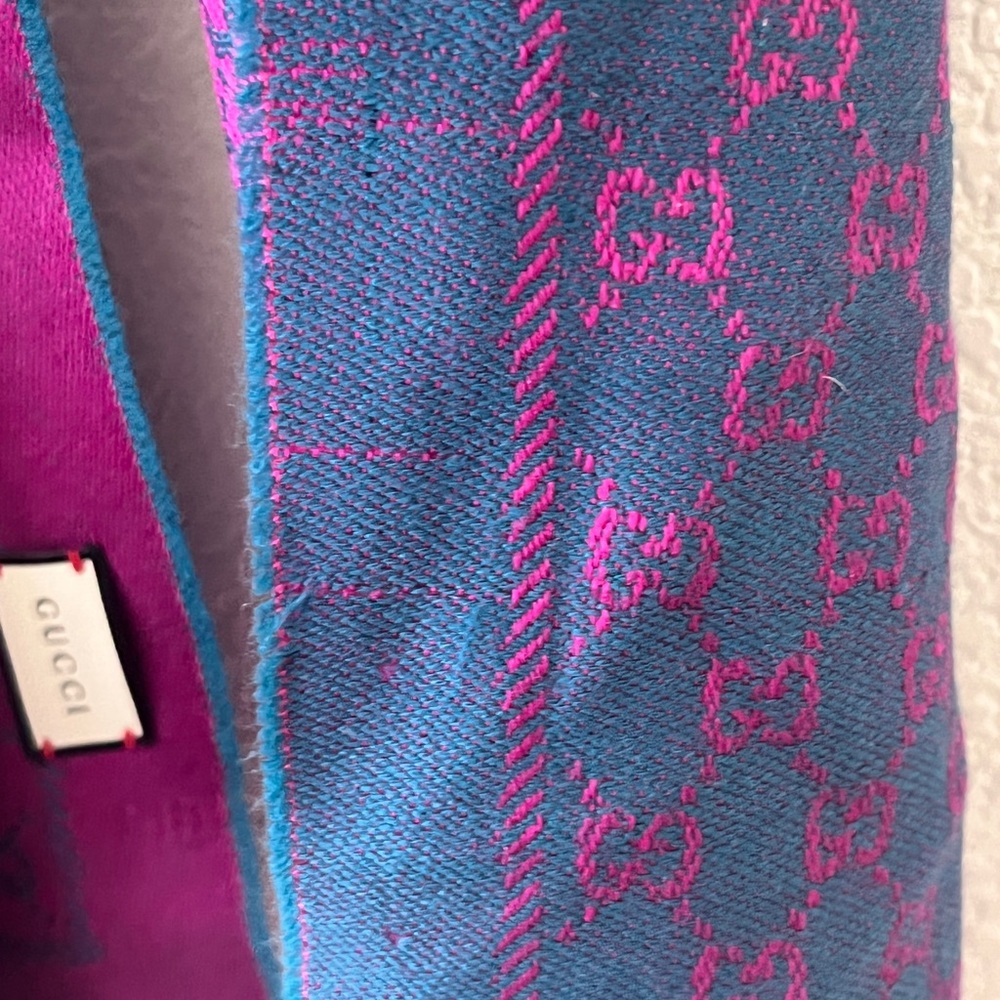 Gucci GG Reversible Scarf - Petroleum Blue/Pink - Picture 9 of 13
